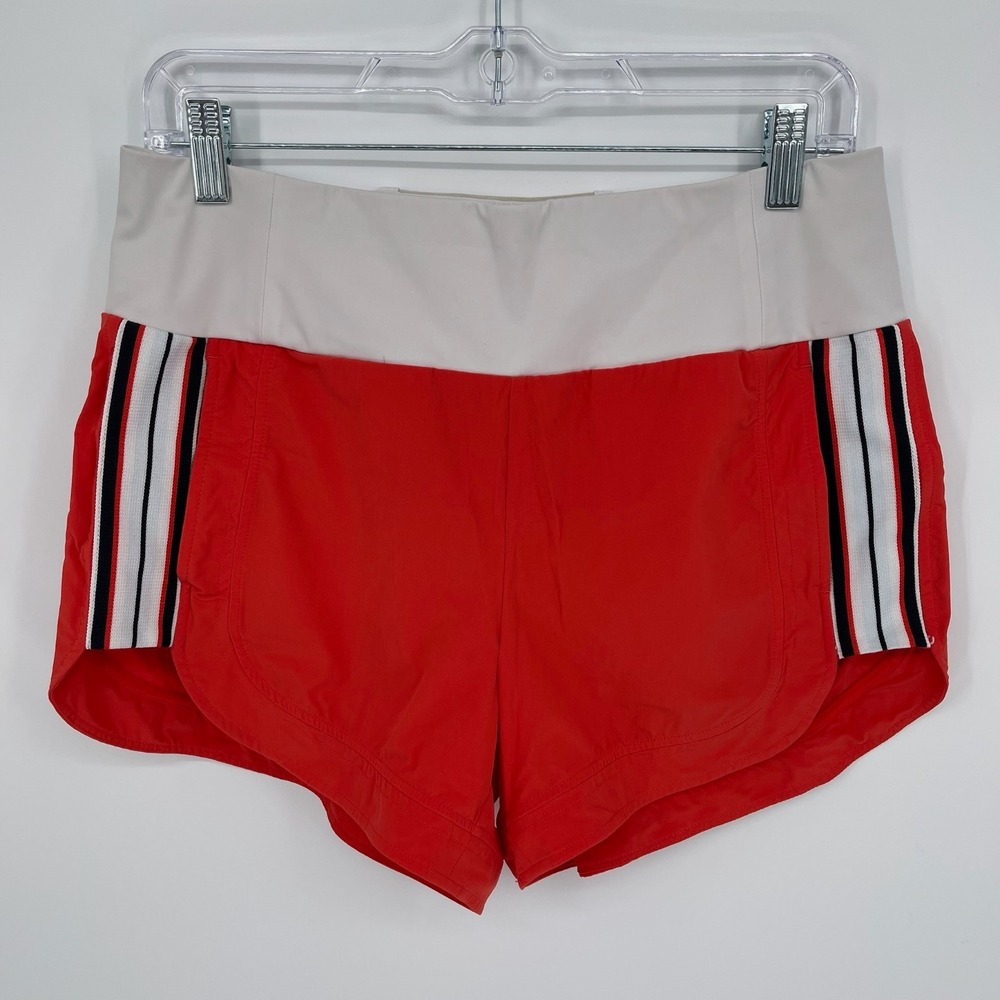 Athleta Women's Red White Wide Waistband Ascender‎ Gym Workout Shorts Size 8